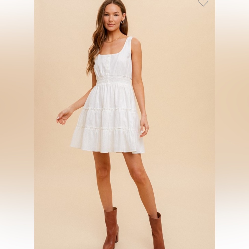 NWT! Hem & Thread White Tiered Sleeveless Sundress
